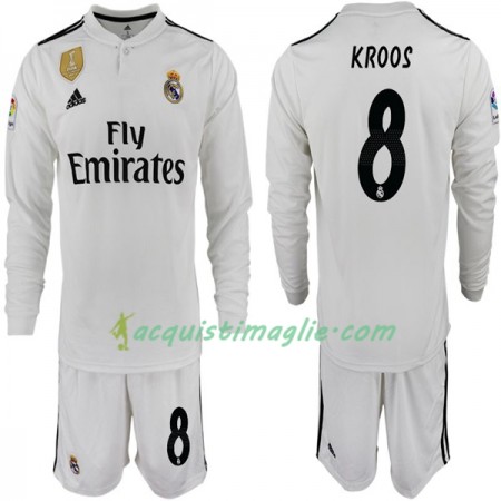 Divisa di Calcio Real Madrid KROOS 8 Bambino Prima 2018/2019 Manica Lunga